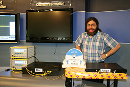 Vadim Makarov behind QKD setup in Kuala Lumpur (2007)