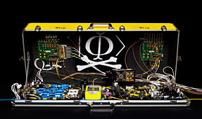 Quantum hacker’s suitcase (studio shot)