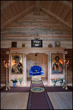 Inside St. Olav Orthodox chapel in Folldal, Norway (2)