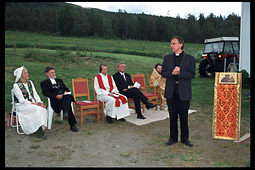 Representants of Christian Churches congratulate monk Jonah after the consecration of the chapel