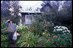 Victor Lyapin (my father) in his garden and out-of-town house in Alexandrovskaya