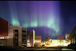 Aurora over NTNU Gloeshaugen